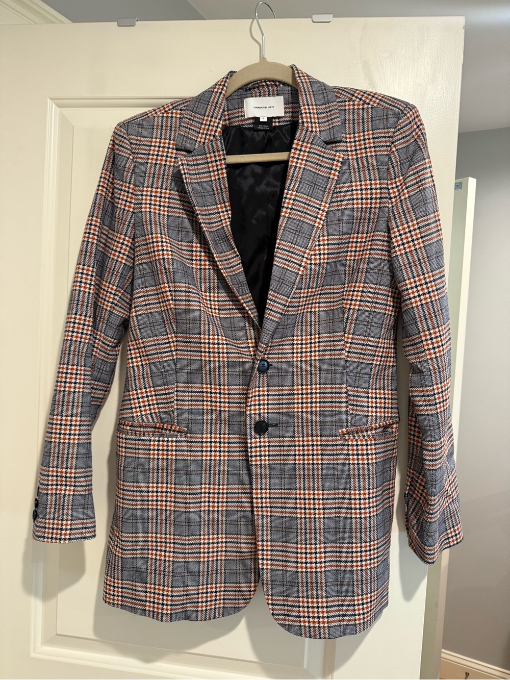Current/Elliott Checked Womens Blazer in Grey and Orange Plaid